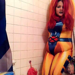 Jean Grey corded Up and Inflated with Water